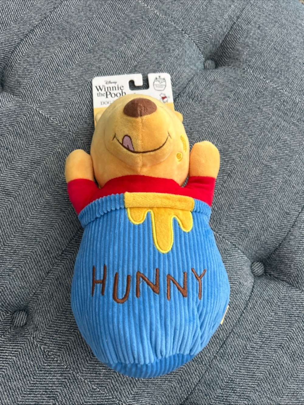 DISNEY WINNIE THE POOH SQUEAKER  HONEY POT- DOG PET STUFFED TOY NWT
